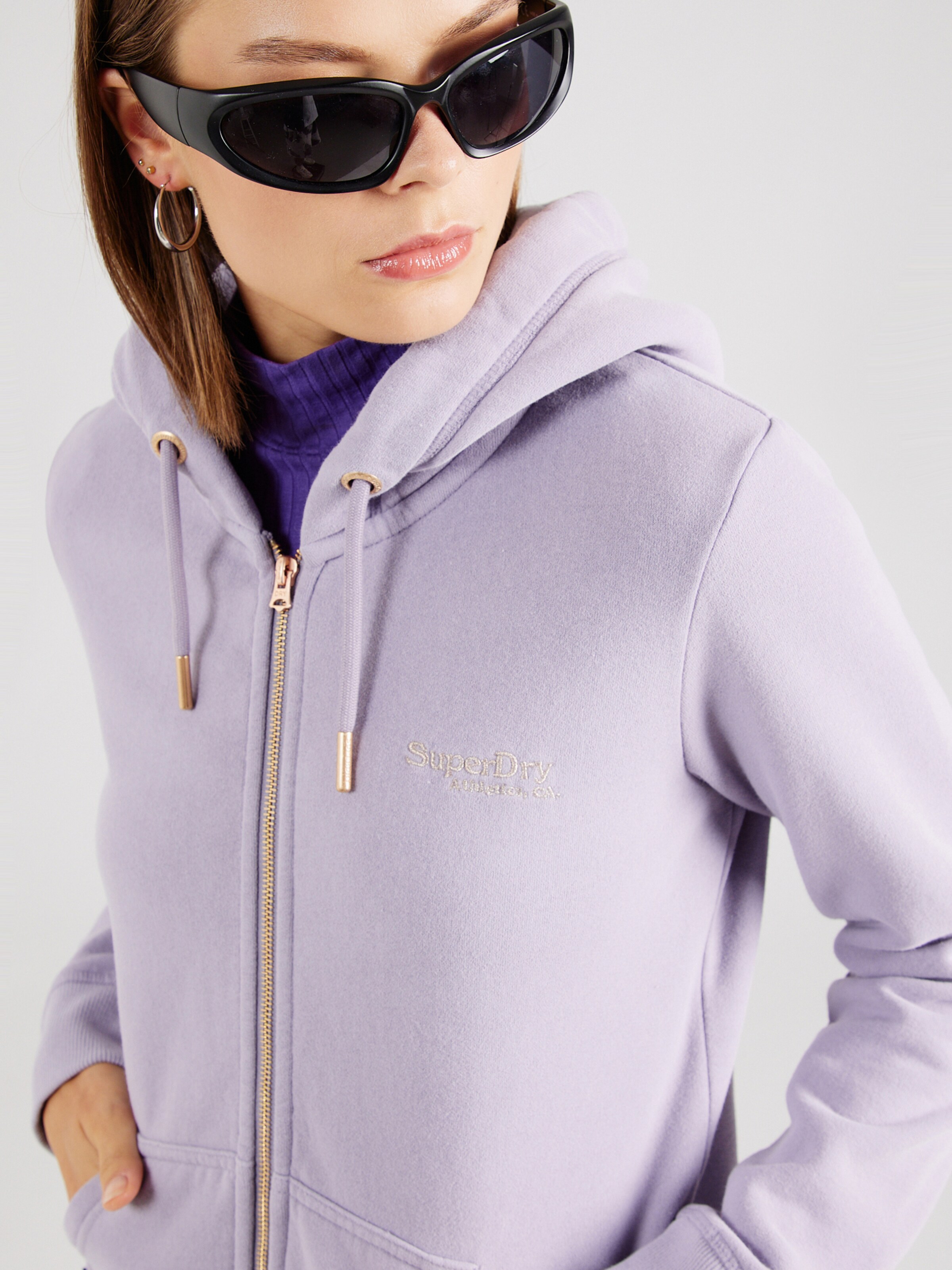 Superdry Zip Up Hoodie ESSENTIAL in Lilac ABOUT YOU