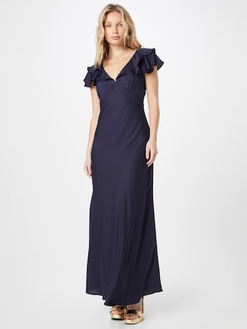 Oasis - Vestido de noche 'Frill' en azul: frente