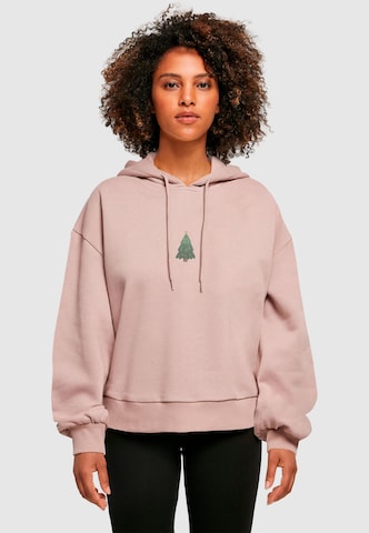 Sweat-shirt 'Christmas Holly Jolly Mood' Merchcode en rose : devant