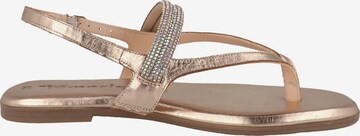 TAMARIS T-Bar Sandals in Gold