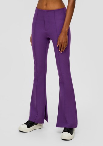 QS Flared Trousers in Purple: front