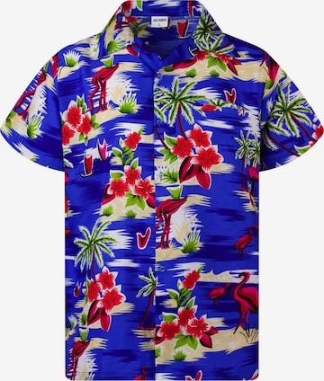 King Kameha Shirt 'Flamingos' in Blau: Vorderseite