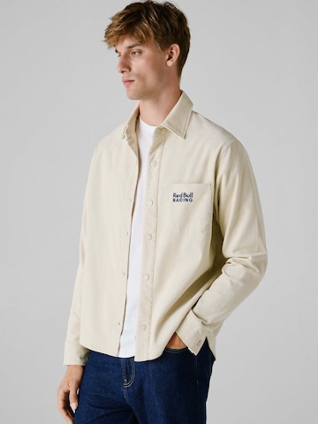 Red Bull Racing x Pepe Jeans Regular fit Button Up Shirt in Beige