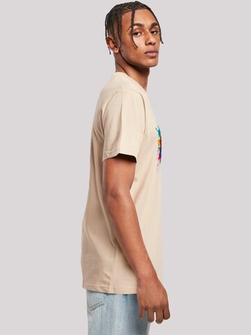 F4NT4STIC T-Shirt 'Bunte Fußball Grafik' in Beige