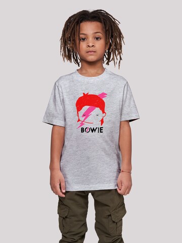 F4NT4STIC Shirt 'David Bowie Lightning Bolt Sketch' in Grau: Vorderseite