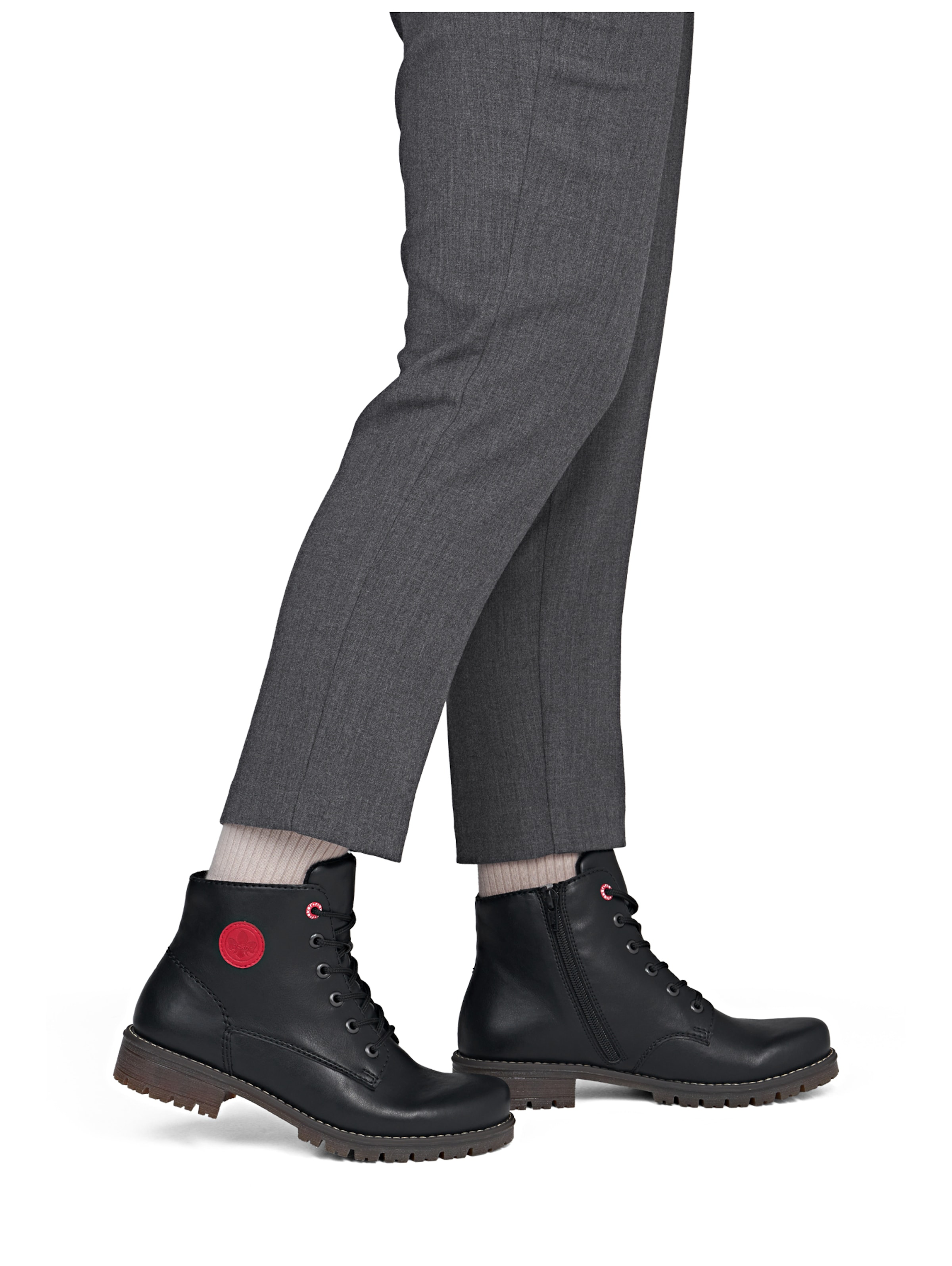 Rieker Lace-Up Ankle Boots in Black