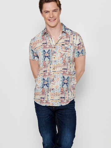 KOROSHI Regular fit Button Up Shirt in Beige
