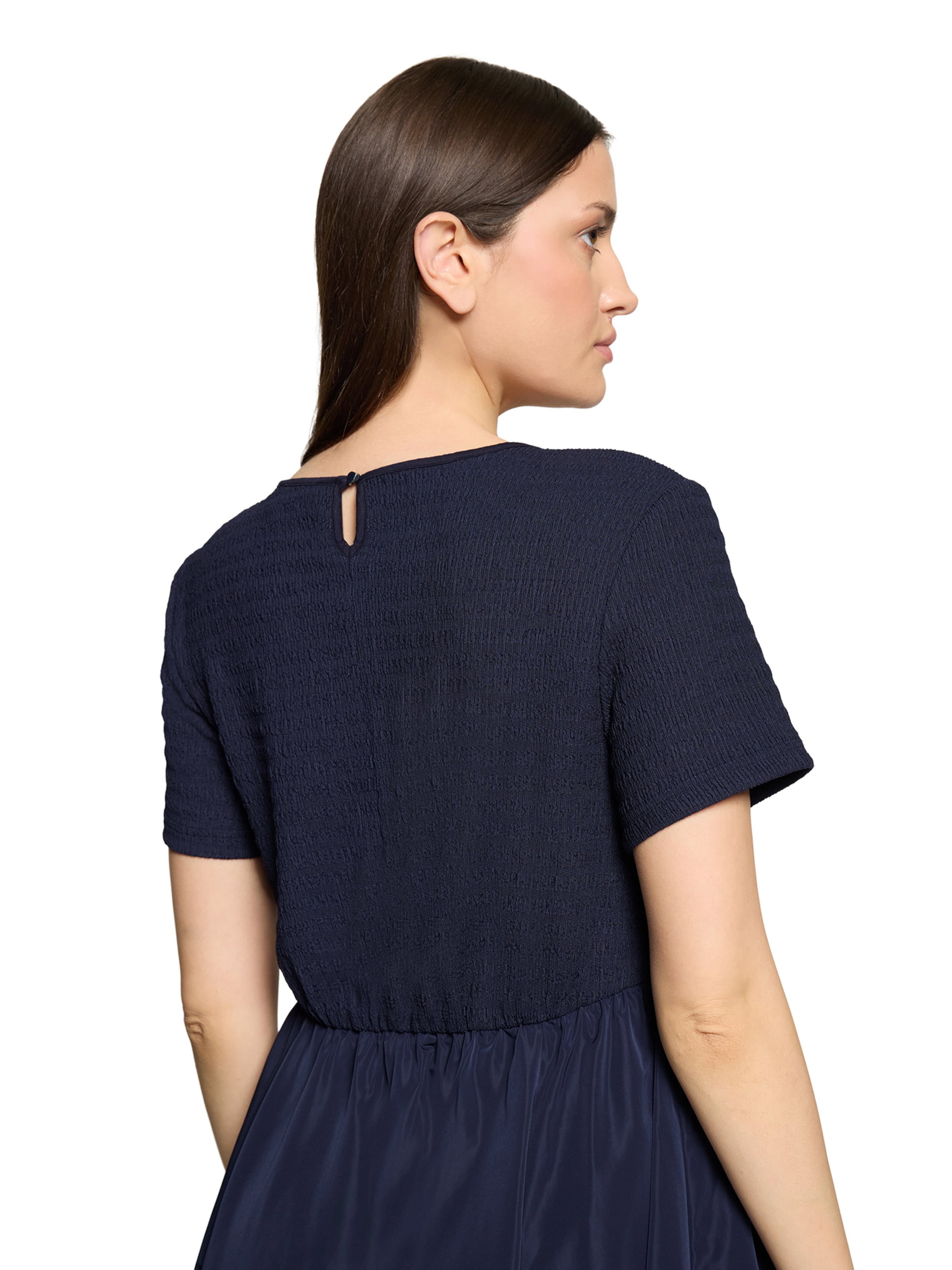 Cartoon Midikleid mit Eingrifftaschen in Blau