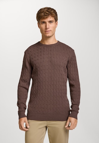 Kronstadt Trui 'Cable' in Bruin: voorkant