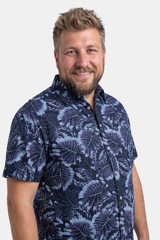 Men Plus Comfort fit Button Up Shirt in Blue