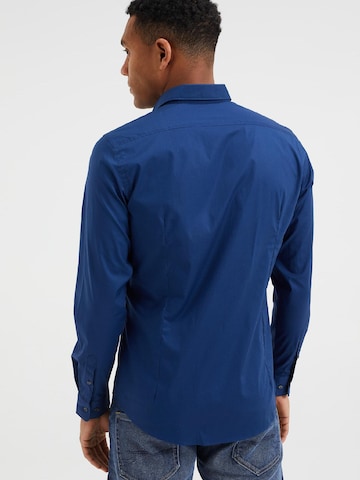 WE Fashion Slim fit Button Up Shirt in Blue