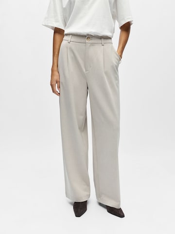 OBJECT - Pierna ancha Pantalón plisado en beige: frente