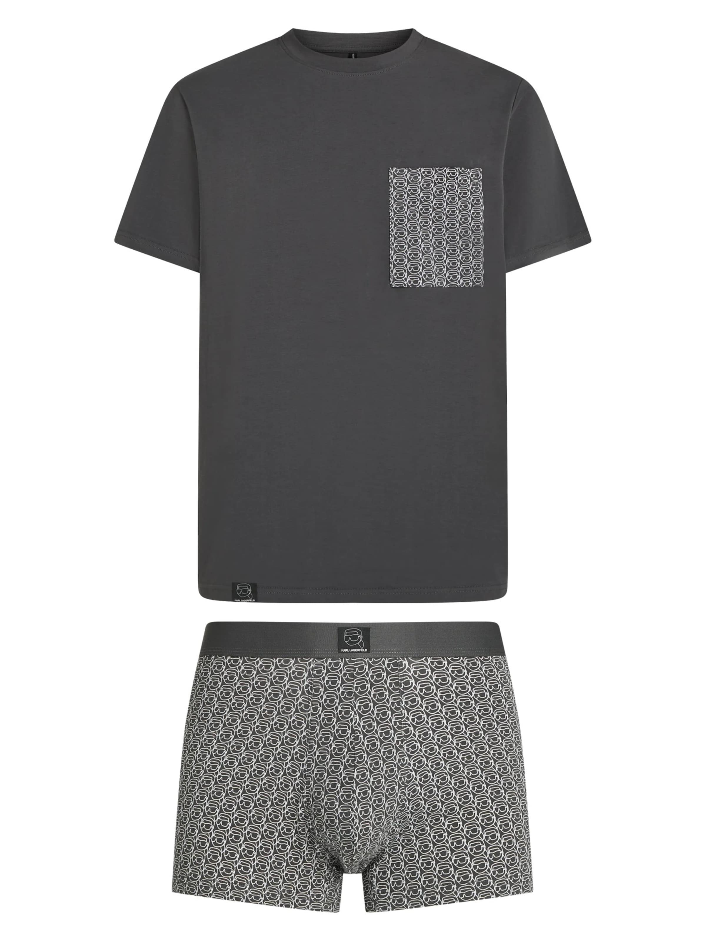Pijama scurtă 'Ikon' de la Karl Lagerfeld pe gri: față