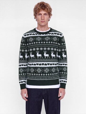 JACK & JONES - Jersey 'JJXMAS SANTA' en verde: frente