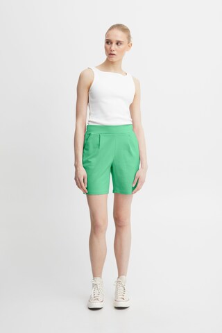 ICHI Regular Pleat-Front Pants in Green