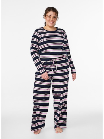 Zizzi Pajama shirt 'Meillie' in Blue