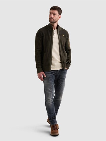PME Legend Gebreid vest 'Cardigan with zipper closure and flight pocket' in Groen