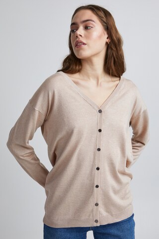 PULZ Jeans Knit Cardigan 'PZSARA' in Beige: front