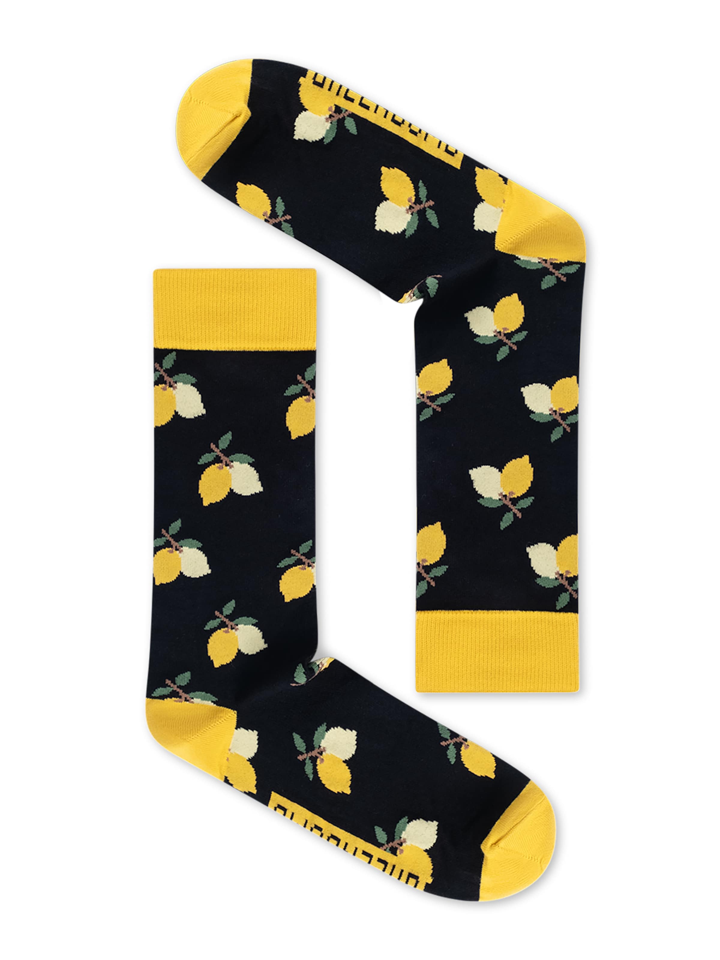 Calzino 'Lemons' di GREENBOMB in nero: frontale