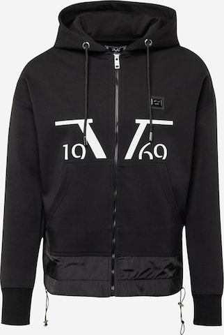 19V69 ITALIA - Sudadera con cremallera 'Eaton' en negro: frente