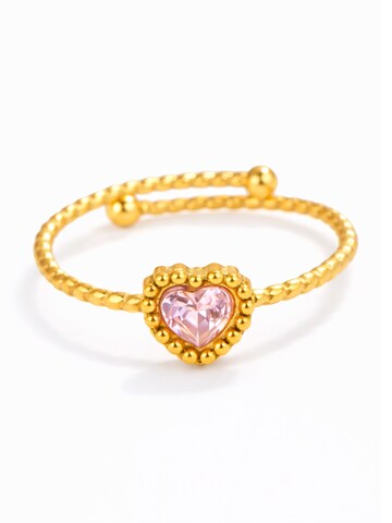 Pure Schmuck Ring 'Garden Heart Ring | Bridgerton' in Pink: Vorderseite