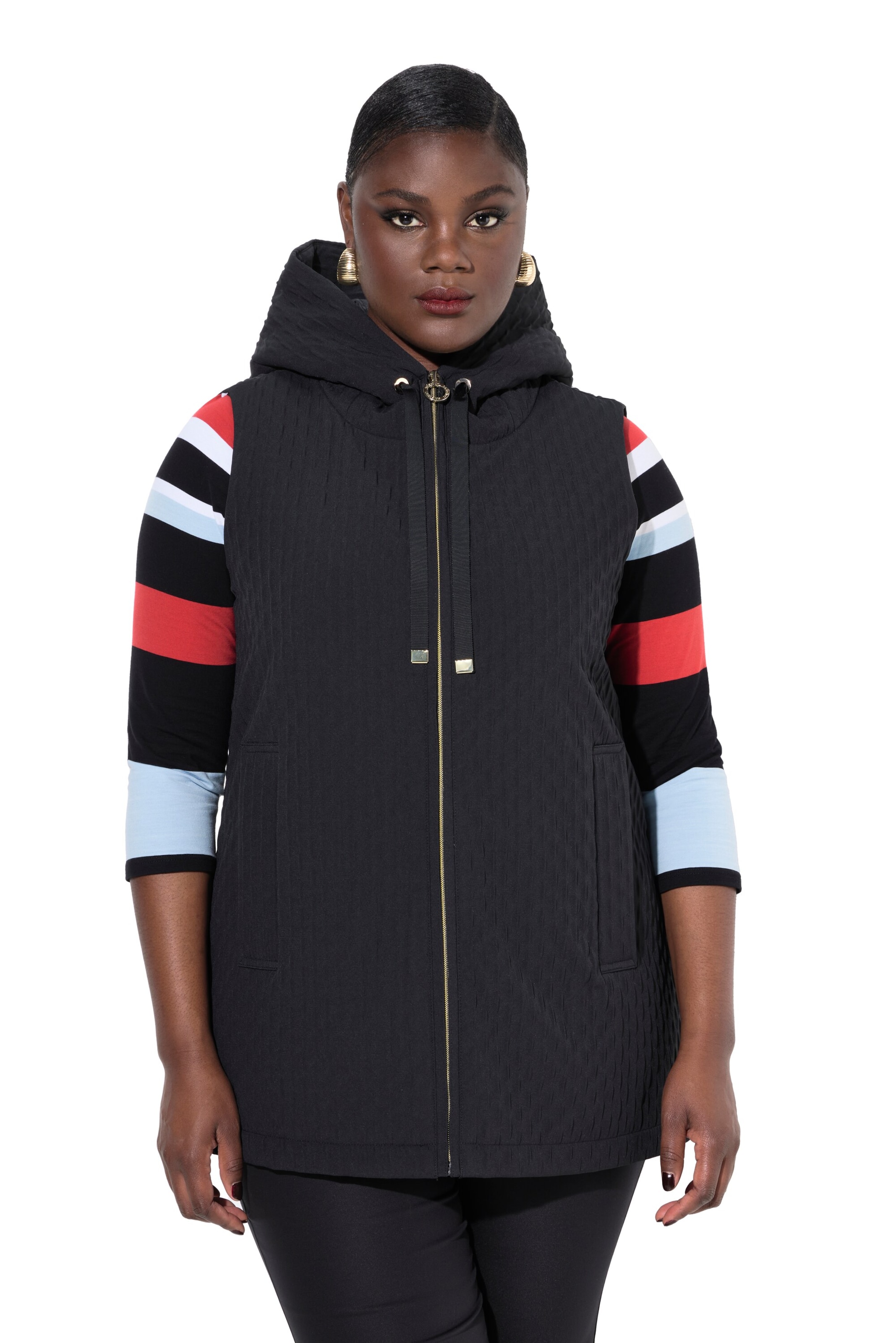 Ulla Popken Bodywarmer in Zwart: voorkant