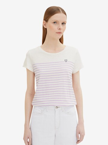 T-shirt TOM TAILOR DENIM en blanc : devant