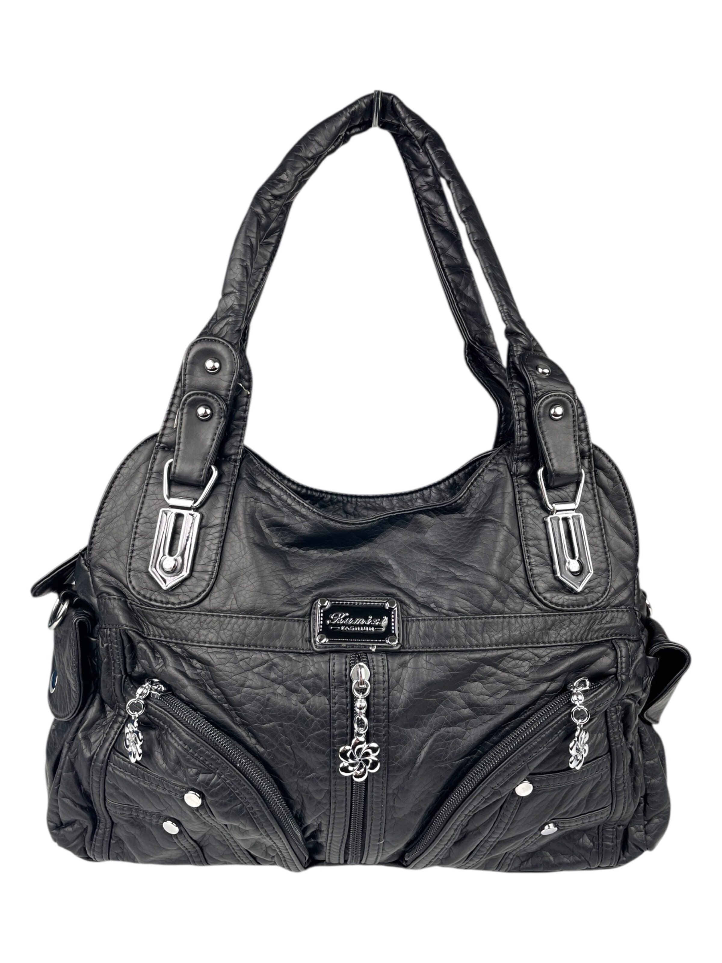 Borsa a spalla 'Schultertasche' di Kumixi in nero