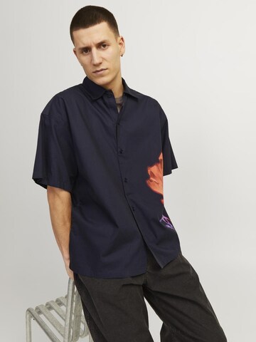 JACK & JONES Comfort fit Button Up Shirt 'JCOBloom' in Blue