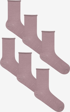 Albero Natur Socks 'Bio-Baumwoll-Socken mit Rollrand Unisex – 6er Pack' in Purple: front