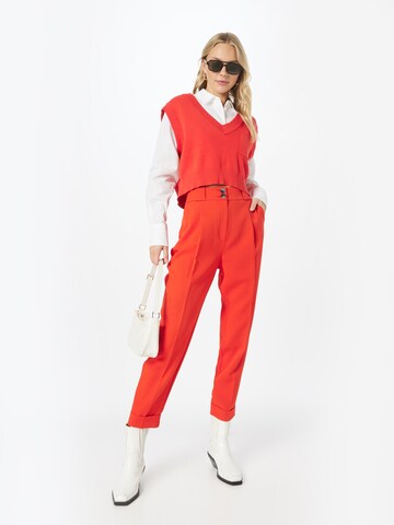 River Island Regular Pleat-Front Pants in Red