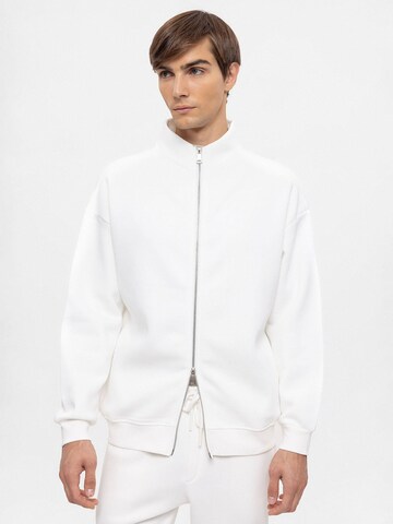 Antioch Zip-Up Hoodie in White: front