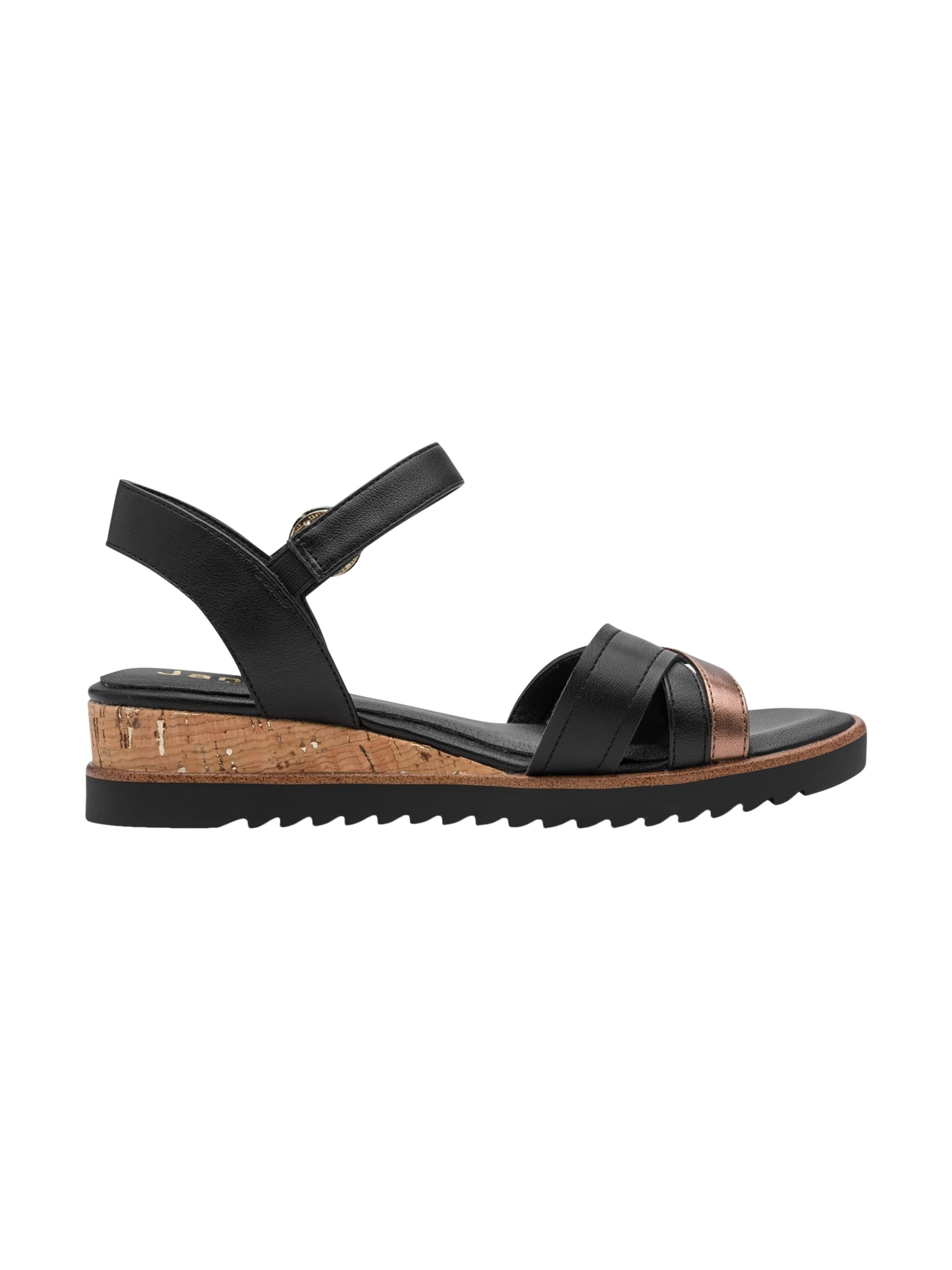 JANA - Sandalias 'Sandalen mit Keilabsatz und Klettverschluss' en negro