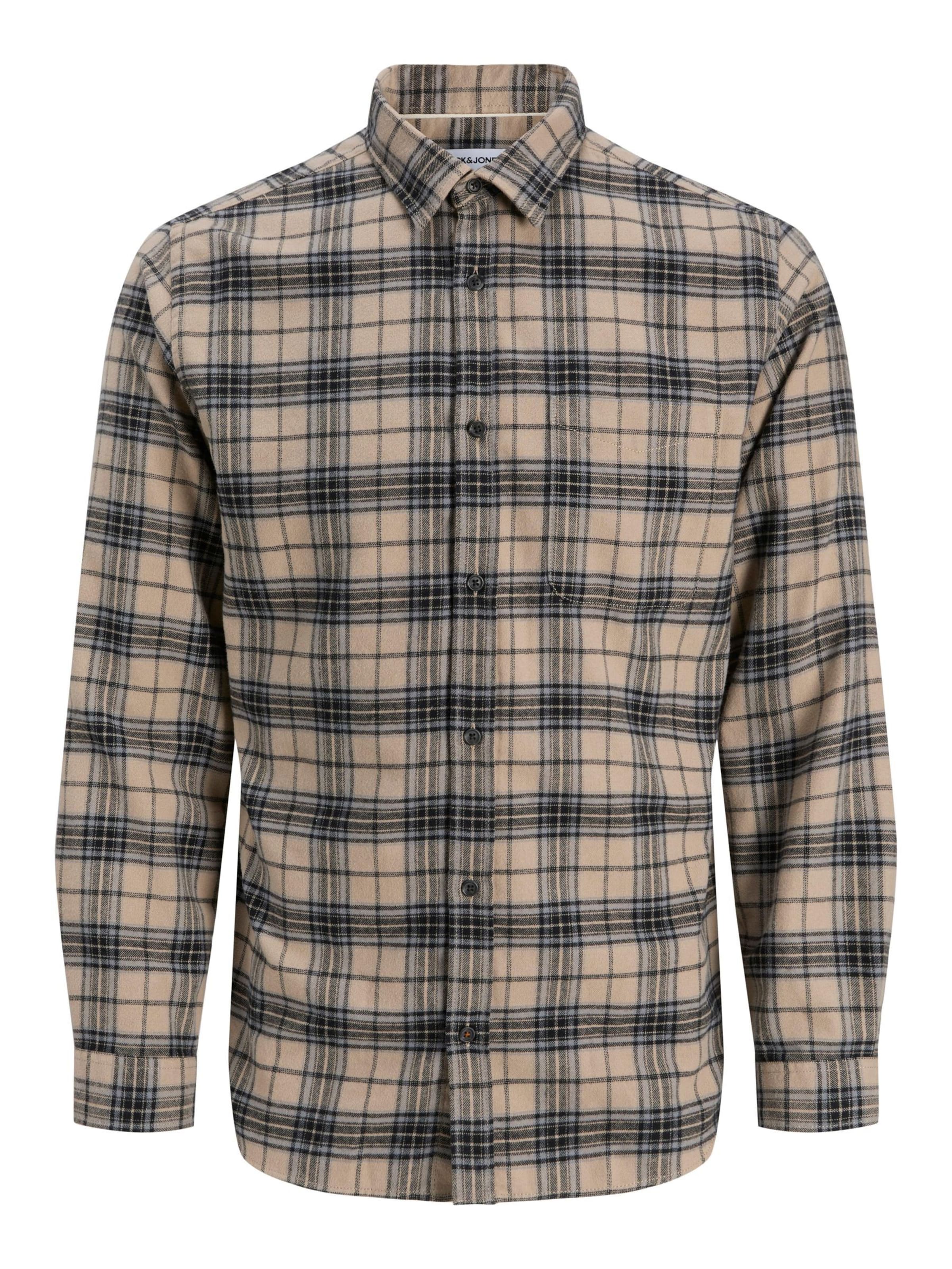 JACK & JONES Button Up Shirt 'JJJames' in Beige: front