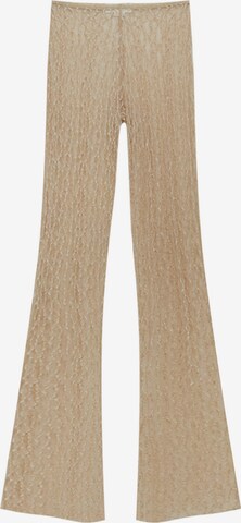 Pull&Bear Flared Trousers in Beige: front