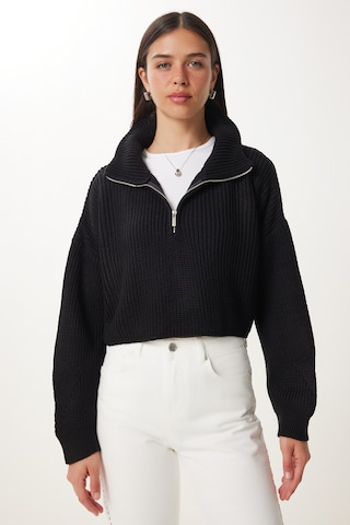 Happiness İstanbul Pulóver - fekete: elől