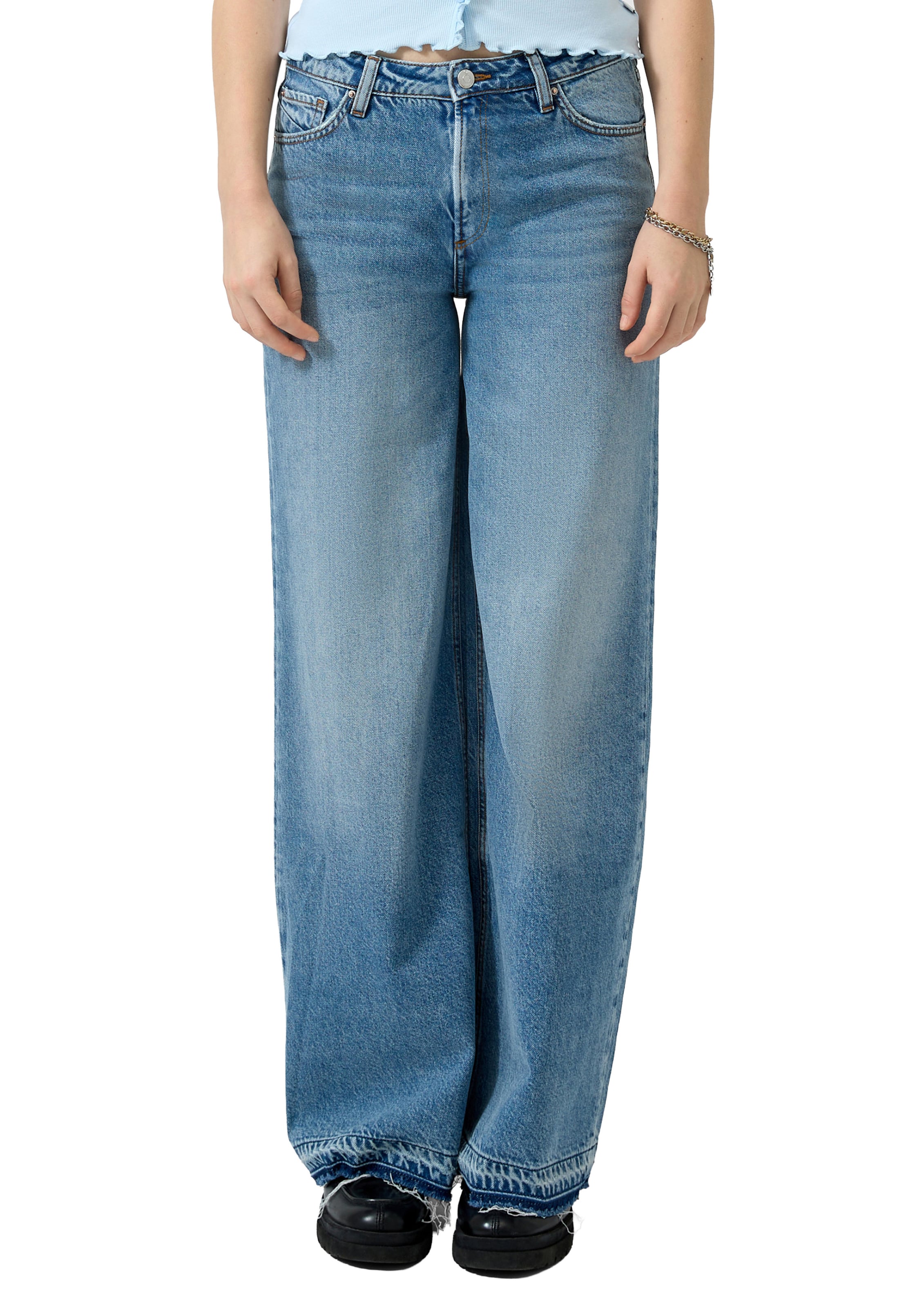 QS Wide Leg Jeans 'CATIE' in Blau: Vorderseite