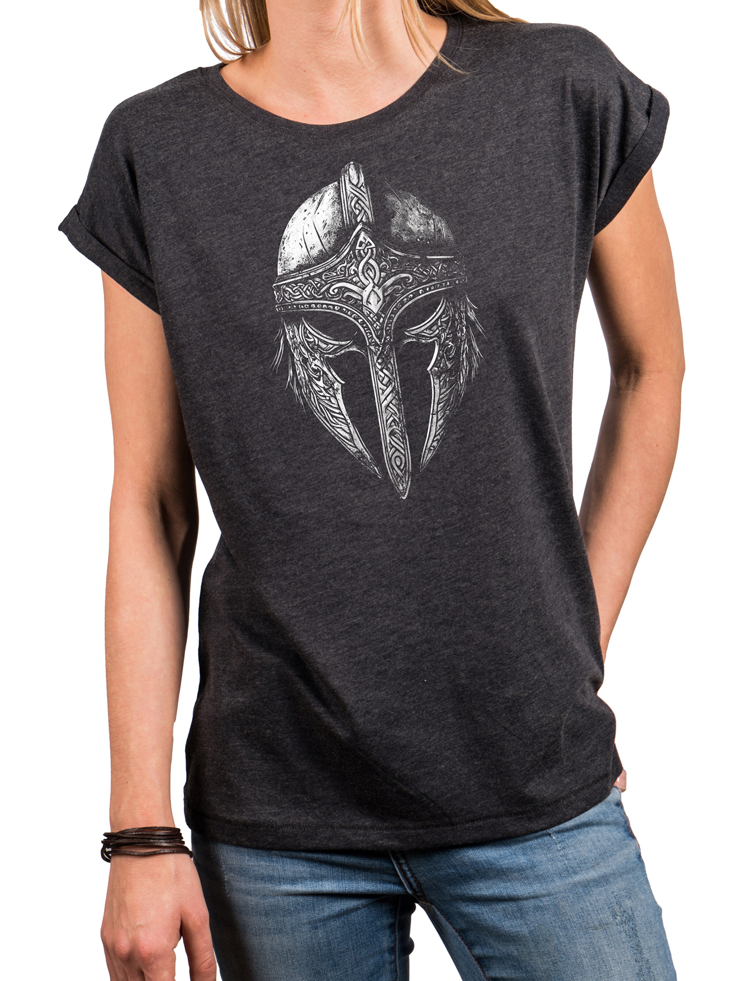 MAKAYA Shirt 'Vikinger Helm' in Grey