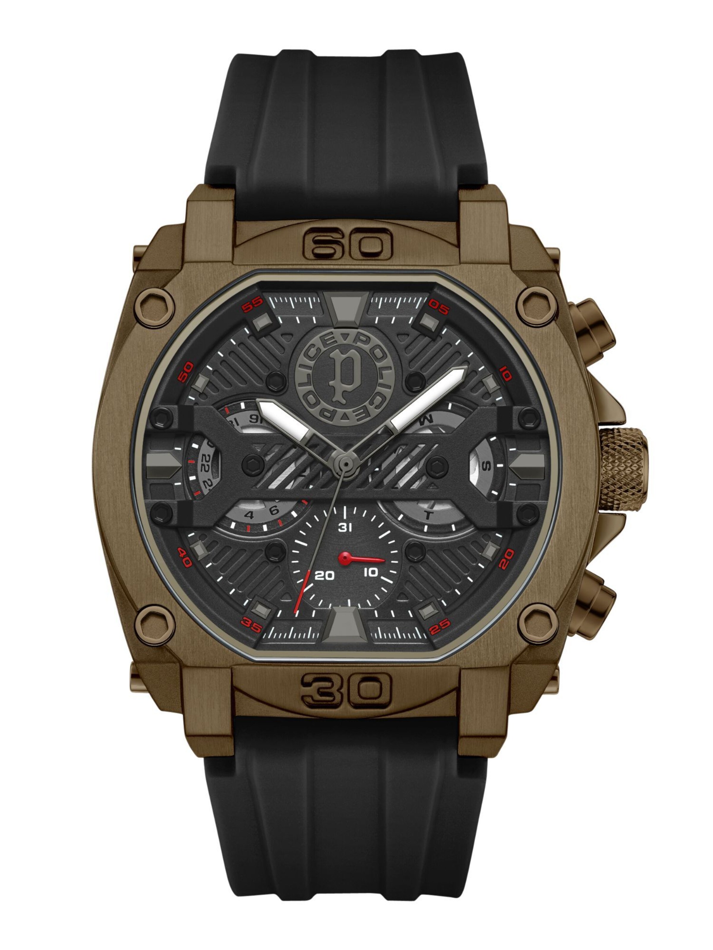 POLICE Analoog horloge ' Norwood ' in Bruin: voorkant