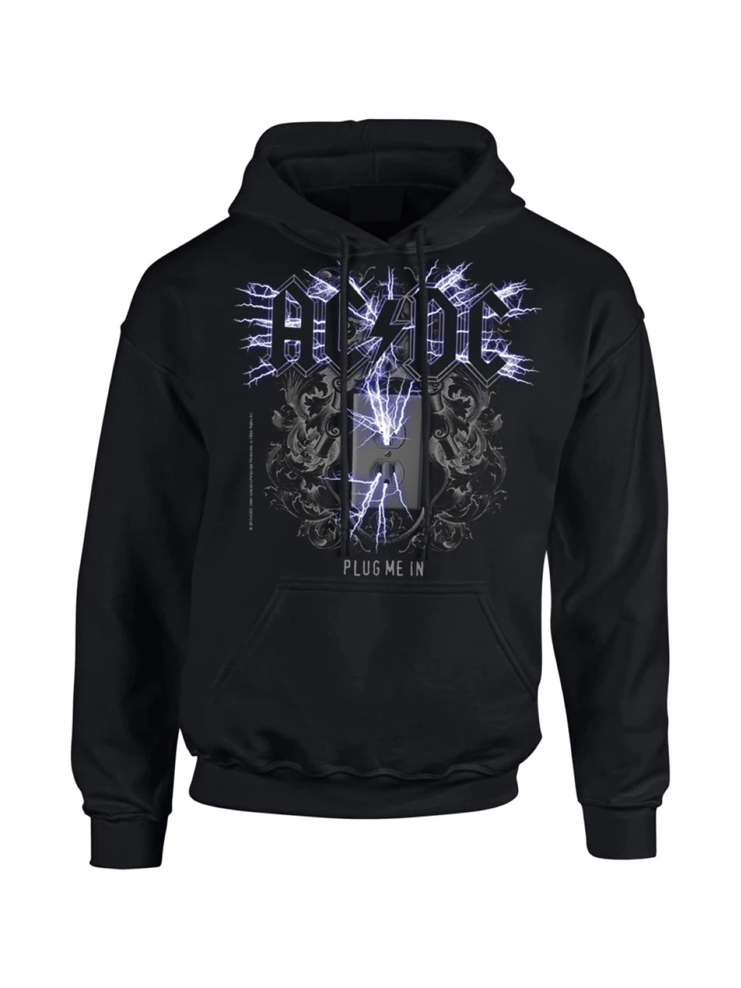AC/DC Sweatshirt 'Ac/Dc Plug Me In Black Men Hoodie Kapuzenpullover'‌‌‌‌ in Schwarz: Vorderseite