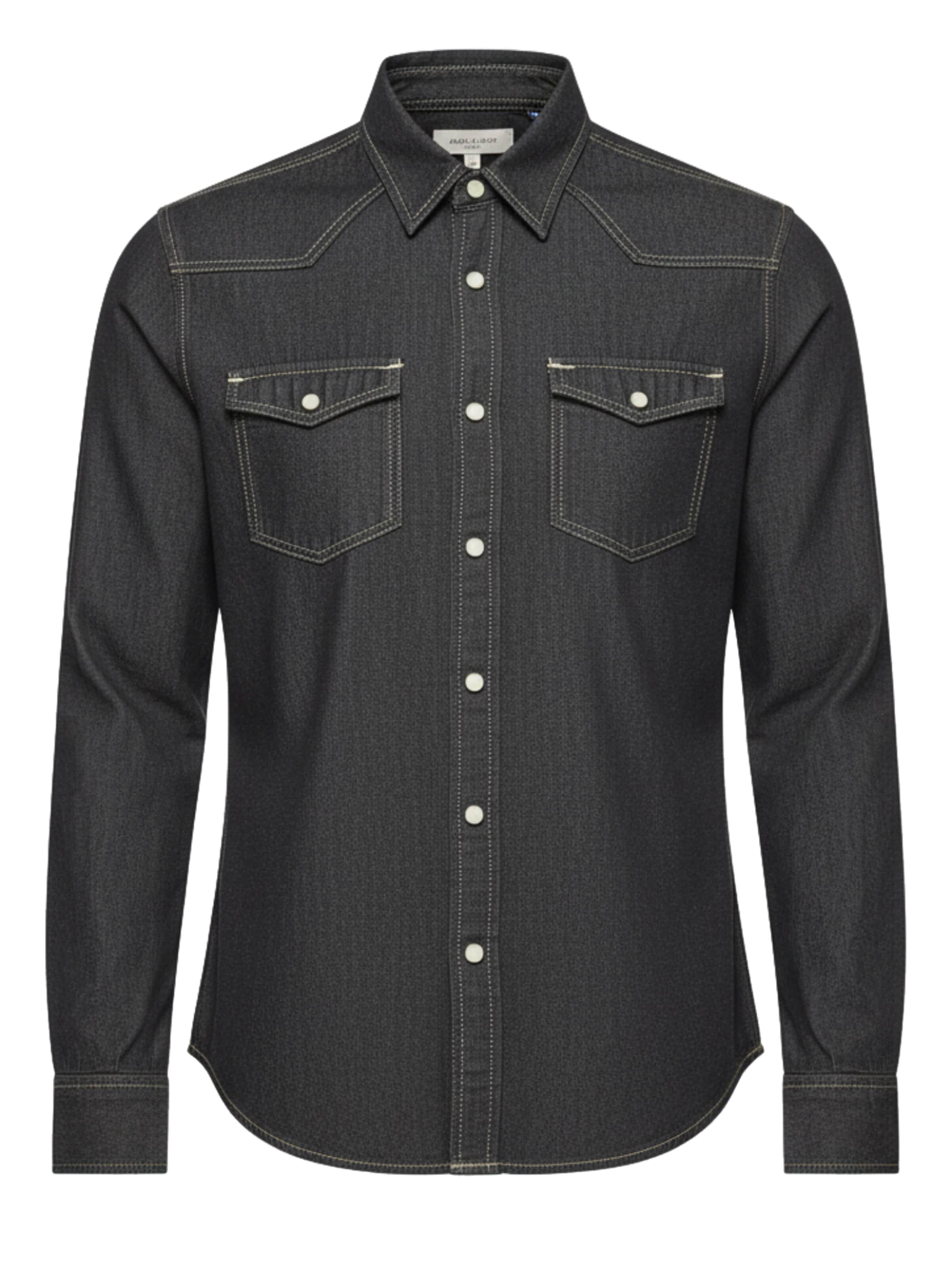 Regular fit Camicia di Ombre in nero: frontale