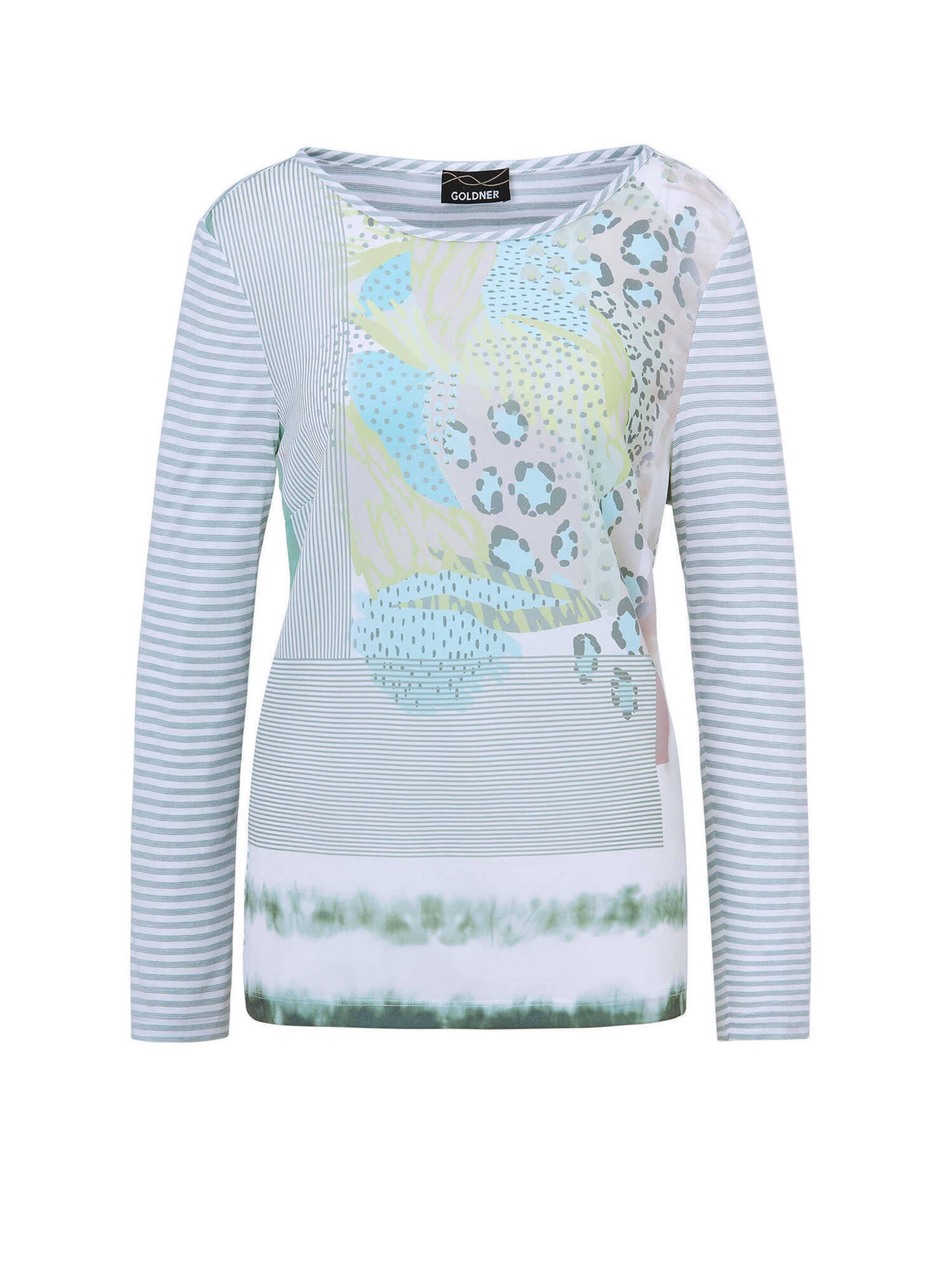 Goldner T-shirt en turquoise / gris clair / pomme / vert foncé, Vue avec produit