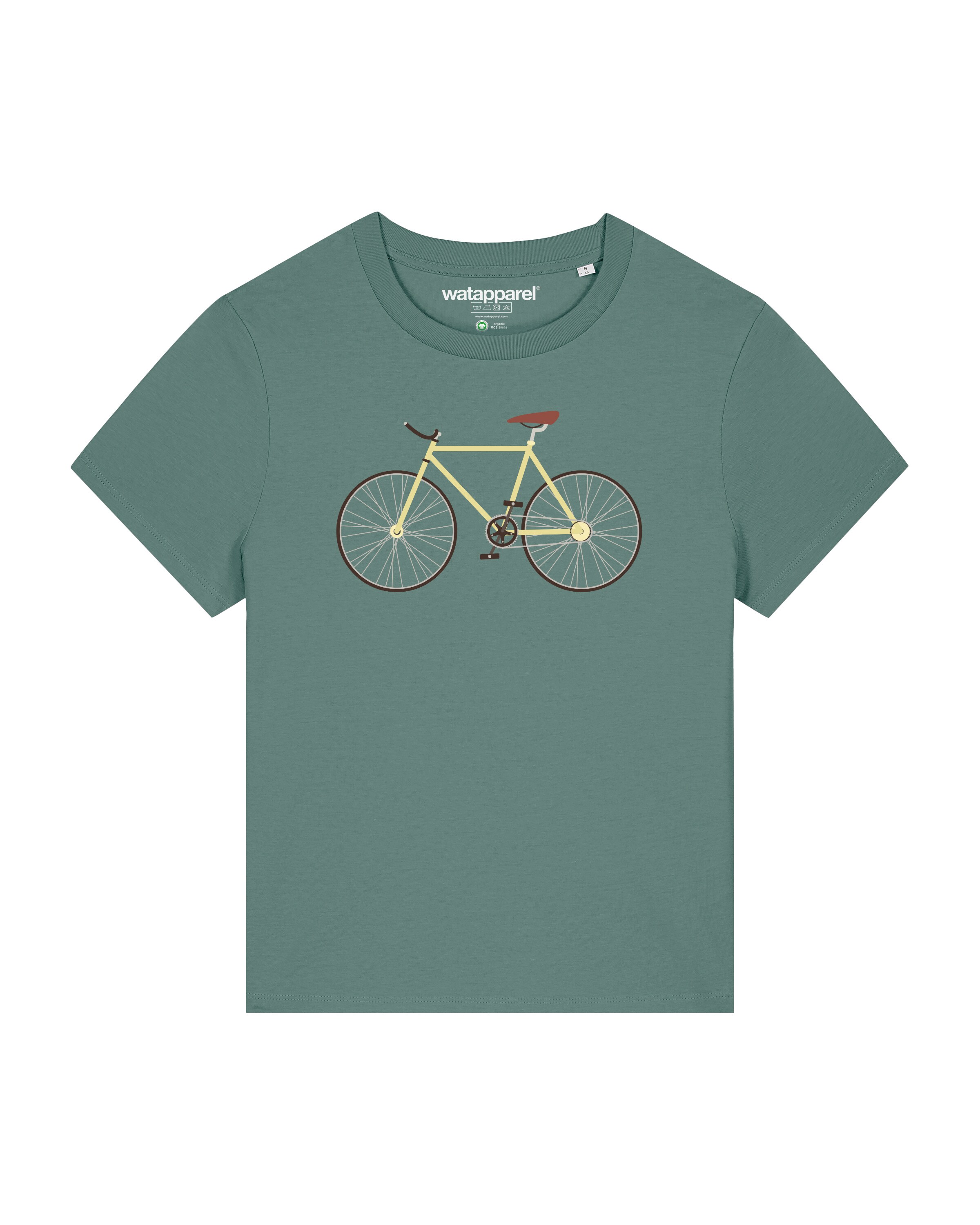 Maglietta 'Yellow Bike' di Watapparel in verde: frontale