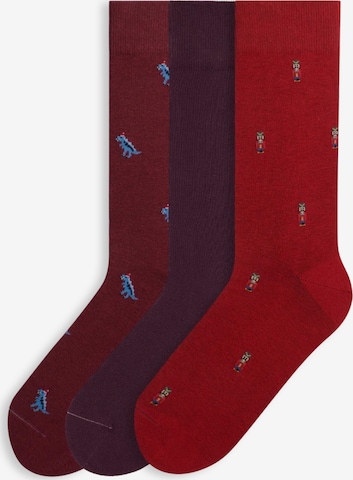 Von Jungfeld Socks 'mit Weihnachtsmotiven Set' in Red: front