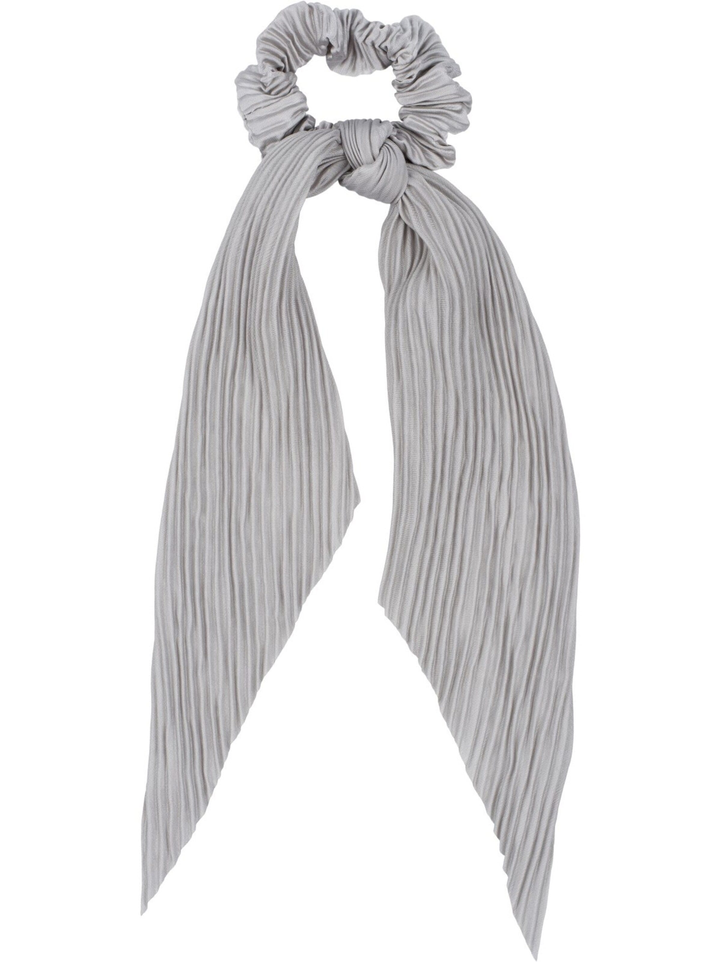 styleBREAKER Haarschmuck 'Plissierter Scrunchie Haargummi mit Schleife'‌‌‌ in Grau: Vorderseite