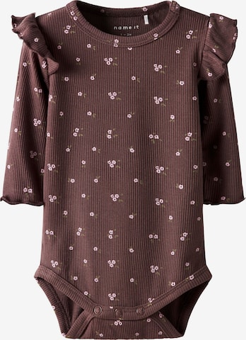NAME IT - Pijama entero/body en marrón: frente