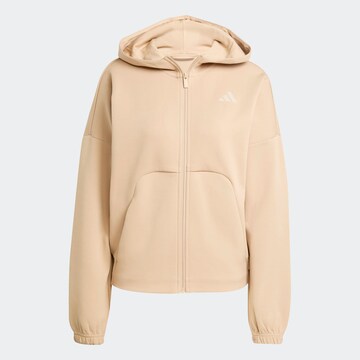 ADIDAS SPORTSWEAR Athletic Zip-Up Hoodie in Beige: front