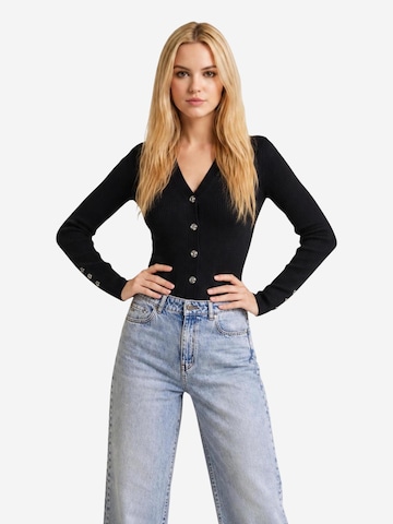 GUESS Knit cardigan 'ELLIE' in Black: front