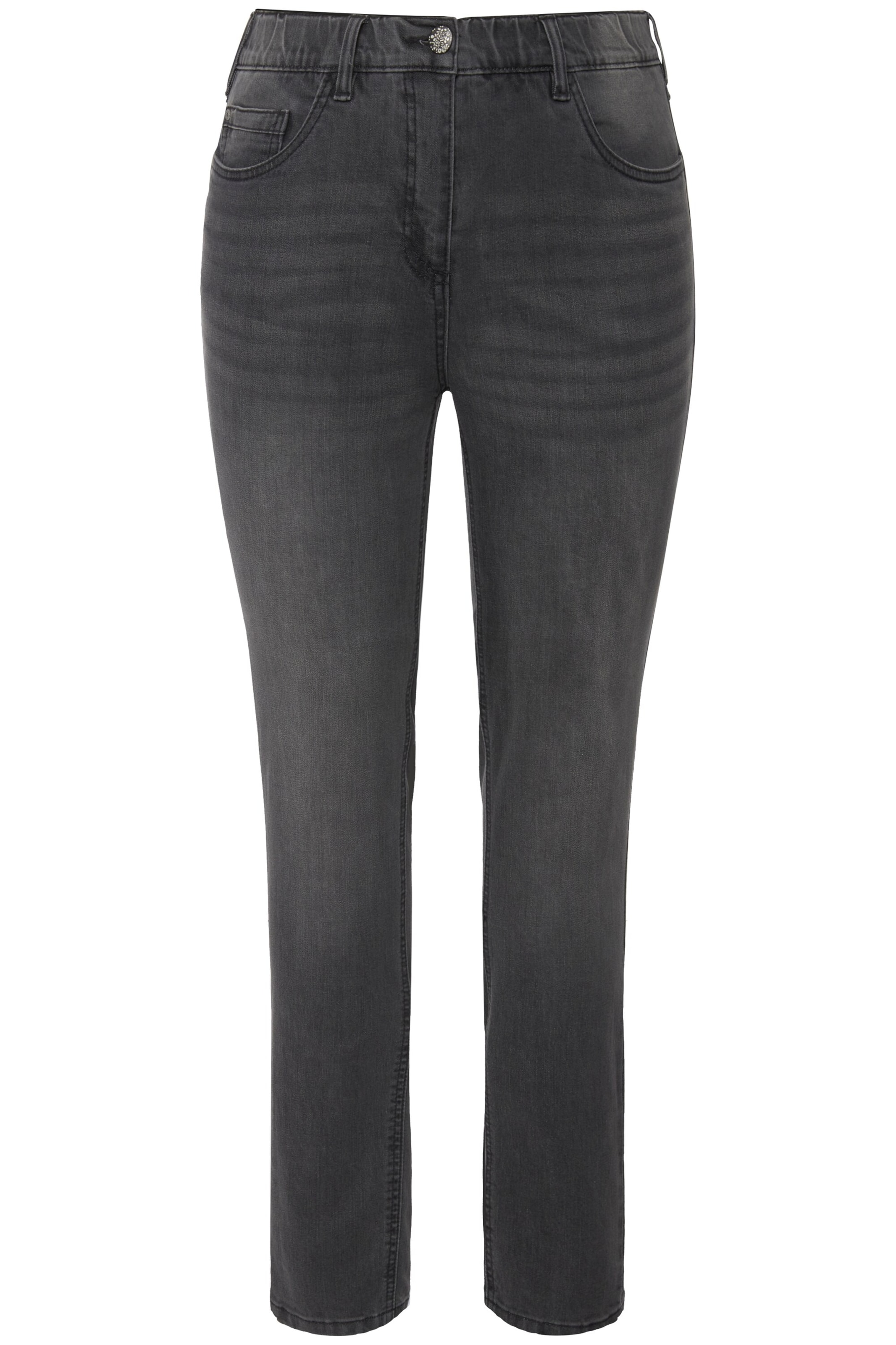 Ulla Popken Slimfit Jeans in Grijs: voorkant