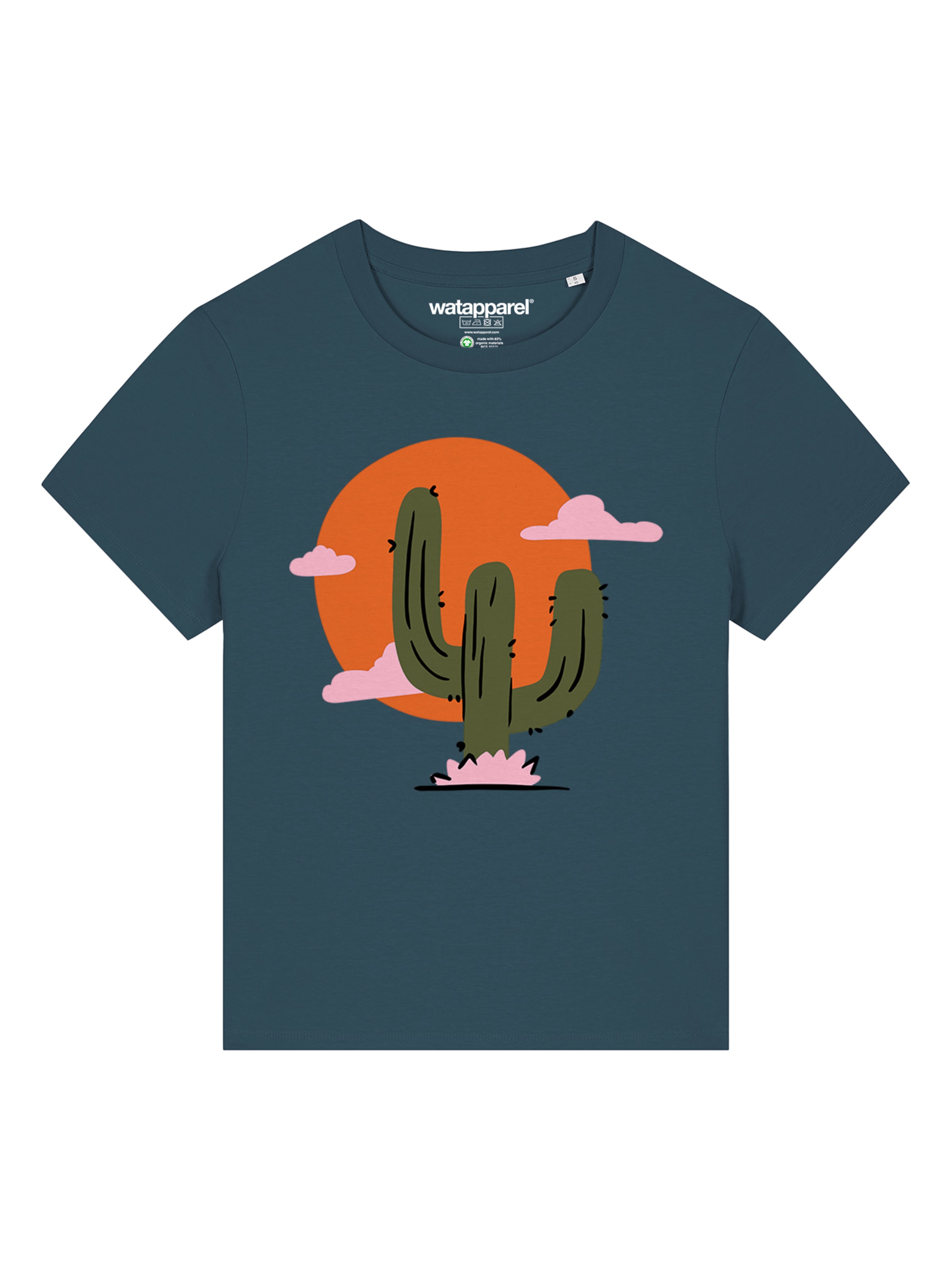 T-shirt 'Kaktus Im Sonnenuntergang' Watapparel en vert : devant